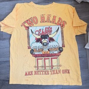 Two Heads Better Than One, Buckle graphic tee, graphic T-shirt distressed
